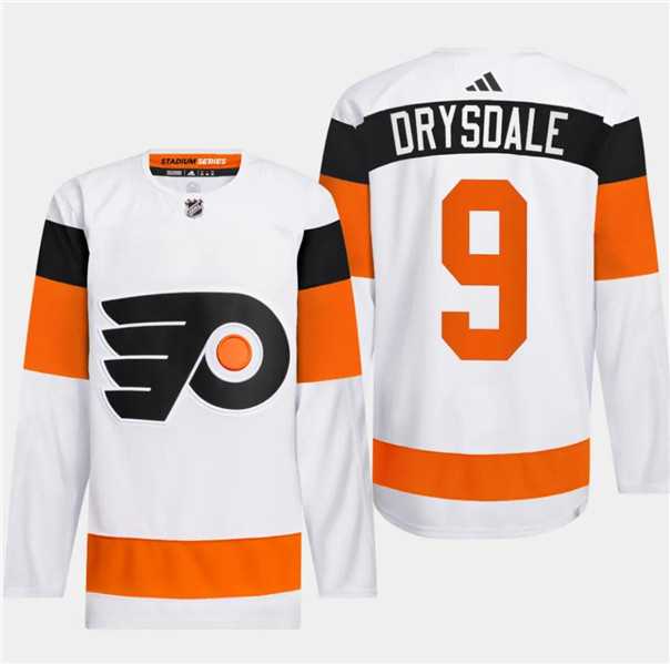 Men%27s Philadelphia Flyers #9 Jamie Drysdale White 2024 Stadium Series Stitched Jersey Dzhi